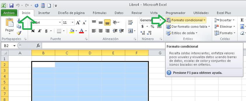 Pasos para dar formato condicional a una hoja de Excel