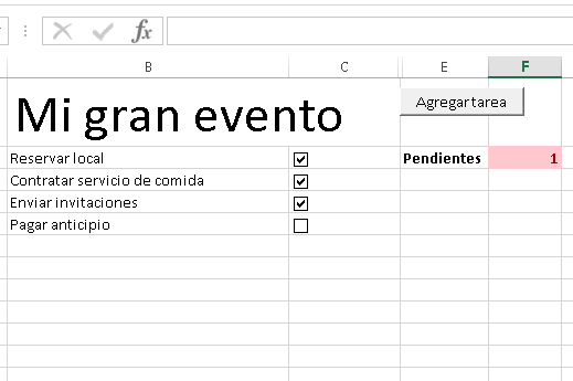 checklist o lista de tareas en Excel