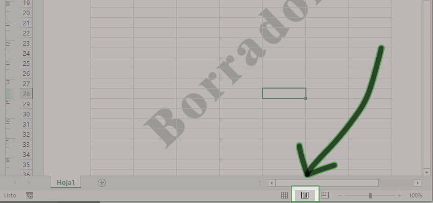 La imagen de marca de agua solo se muestra cuando estas en modo de diseño o cuando se imprime la hoja de Excel
