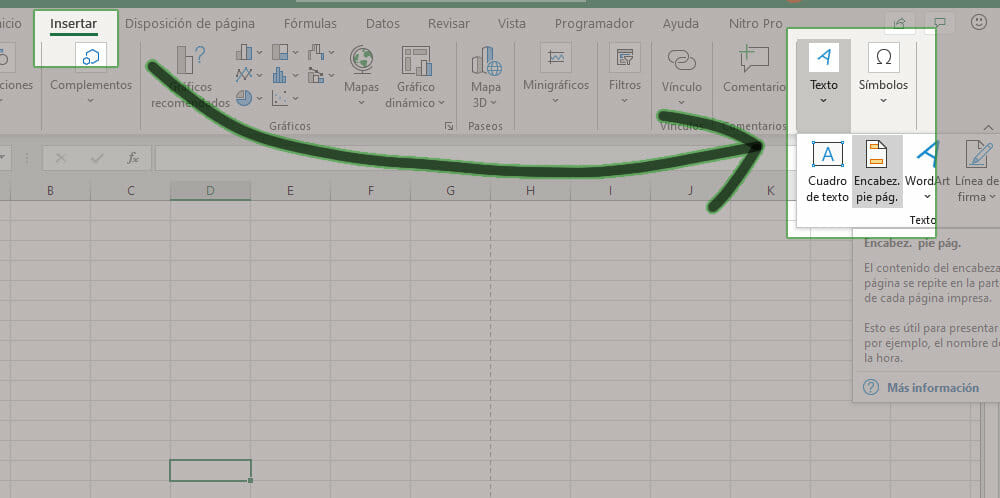 Insertar un encabezado en Excel